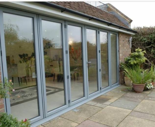 Grey bifold doors in Harpenden